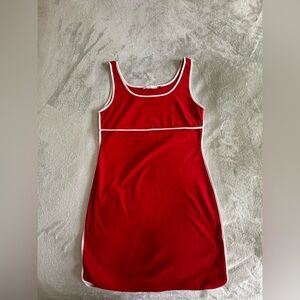 Elegant Red Mini Dress with White Accents